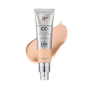 IT Cosmetics CC  Cream - Full-Coverage Foundation With SPF 50, Color Corrector & Anti-Aging Serum, Formulated With Niacinamide & Hyaluronic Acid, Natural Finish, For All Skin Types, 1.08 fl oz