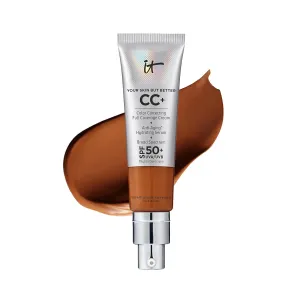 IT Cosmetics CC  Cream - Full-Coverage Foundation With SPF 50, Color Corrector & Anti-Aging Serum, Formulated With Niacinamide & Hyaluronic Acid, Natural Finish, For All Skin Types, 1.08 fl oz