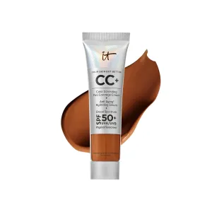 IT Cosmetics CC  Cream Travel - Full-Coverage Foundation With SPF 50, Color Corrector & Anti-Aging Serum, Formulated With Niacinamide & Hyaluronic Acid, Natural Finish, For All Skin Types, 0.4 fl oz