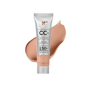 IT Cosmetics CC  Cream Travel - Full-Coverage Foundation With SPF 50, Color Corrector & Anti-Aging Serum, Formulated With Niacinamide & Hyaluronic Acid, Natural Finish, For All Skin Types, 0.4 fl oz
