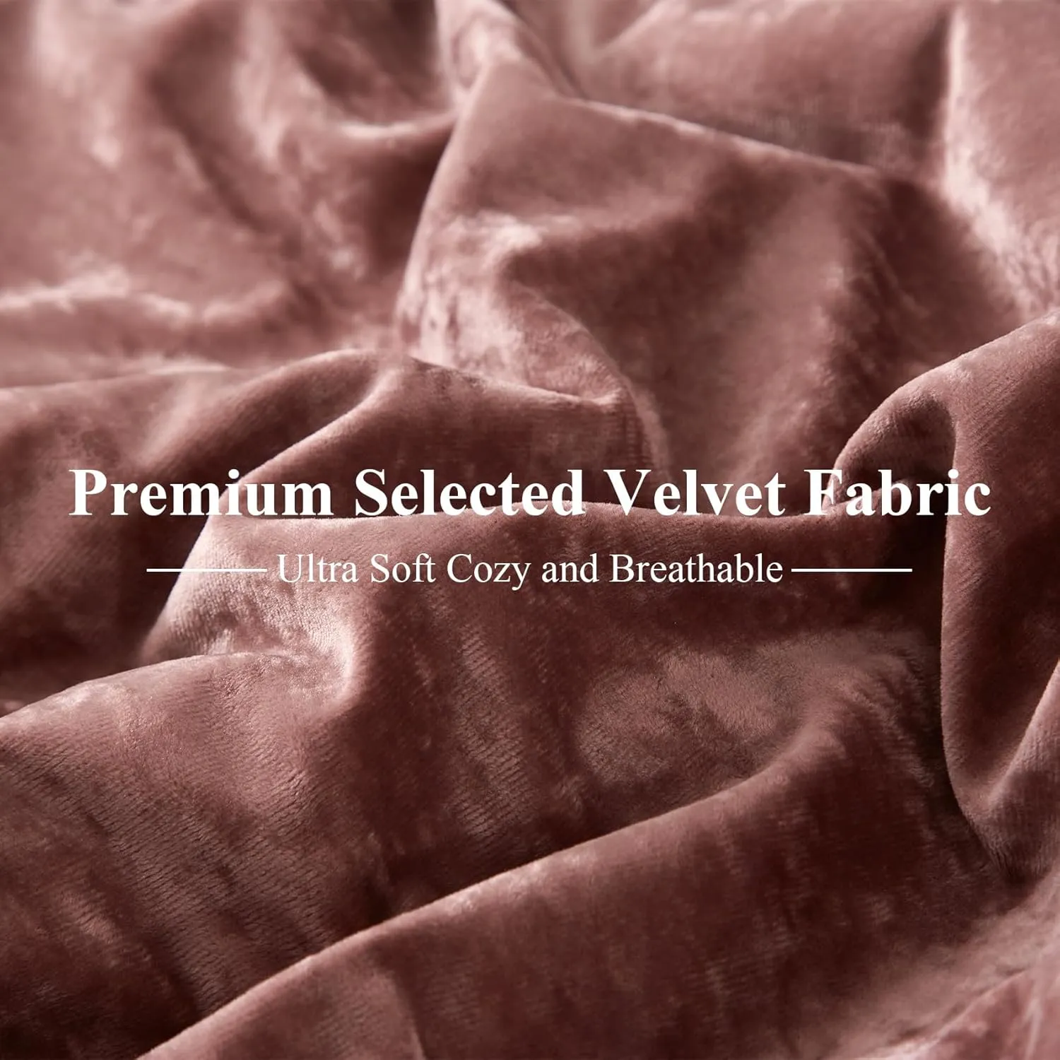 Ivellow Crushed Velvet Comforter Set Queen,Set, 5pcs Ultra SoftPink Luxury Cozy Flannel Queen Size (1 Comforter,2 Pillow Shams, 2 Euro Blush Pink