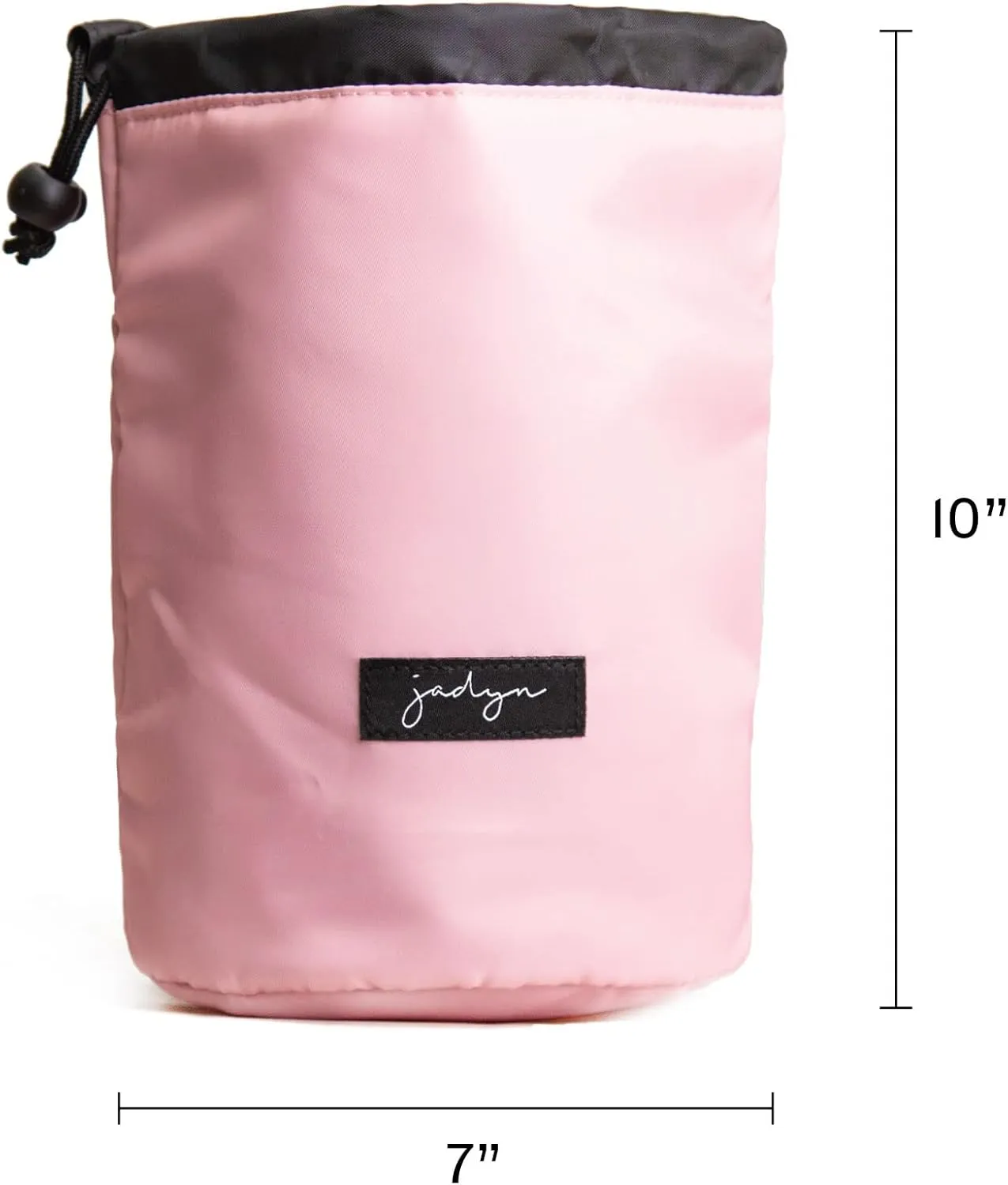 Jadyn Durable Cinch Top Makeup Organizer - Compact Travel Makeup Bag - 7 Interior Pockets for Cosmetics - Drawstring Toiletry Travel Bag for Women - 6L Storage Capacity (Pink Blush)