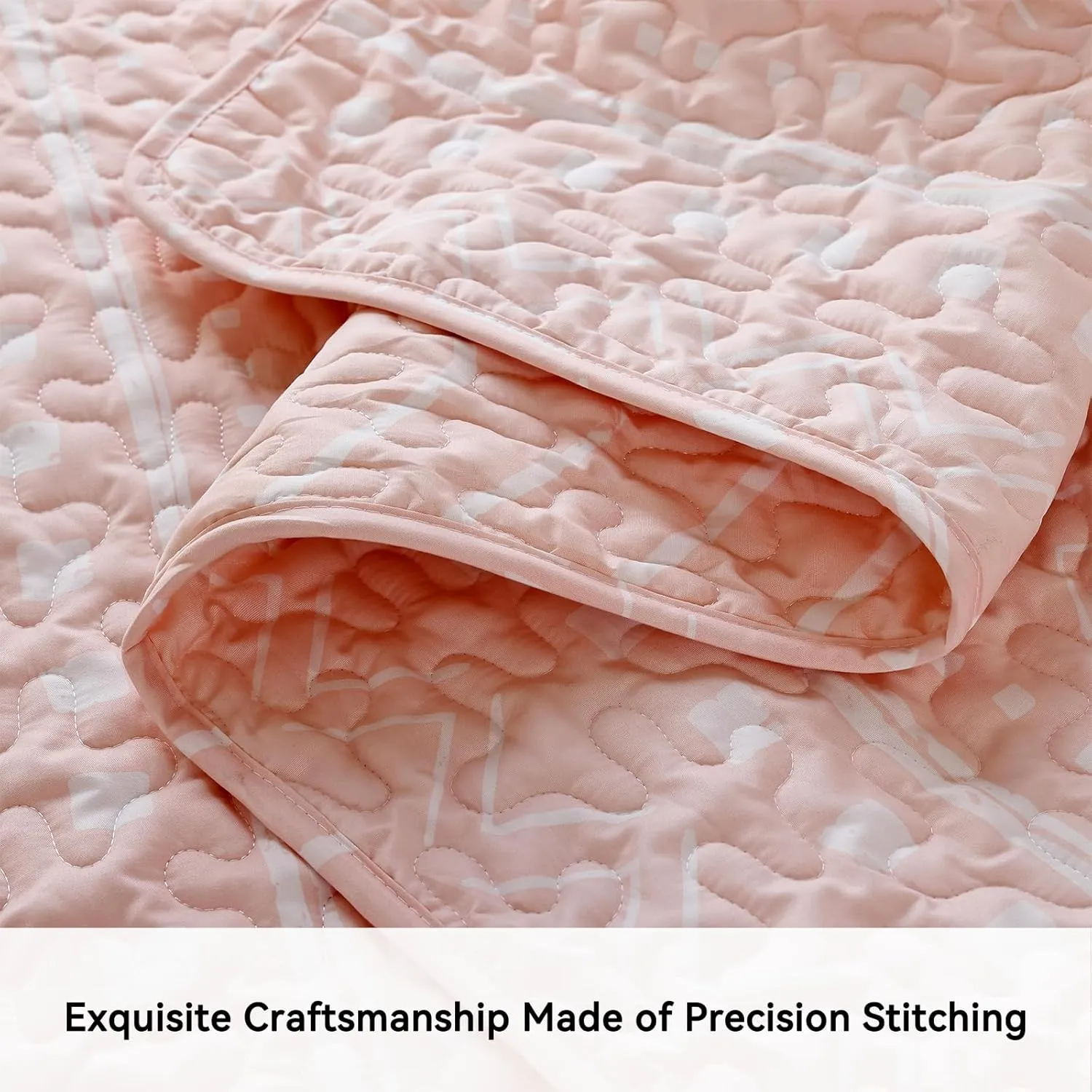 JANZAA Queen Size Quilt Boho Bedding Bedspreads Queen Size Pink Quilt 3PCS with 2 Pillow Cases Reversible Coverlet Bedding Set for All Season