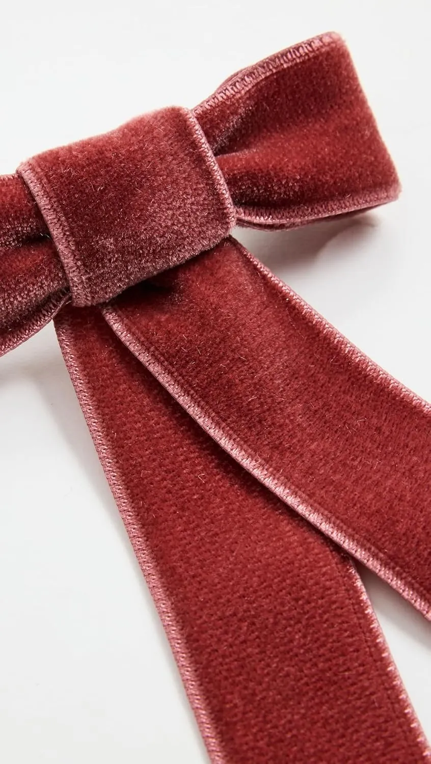Jennifer Behr Women's Velvet Bow Barrette, Blush, Pink, Red, One Size