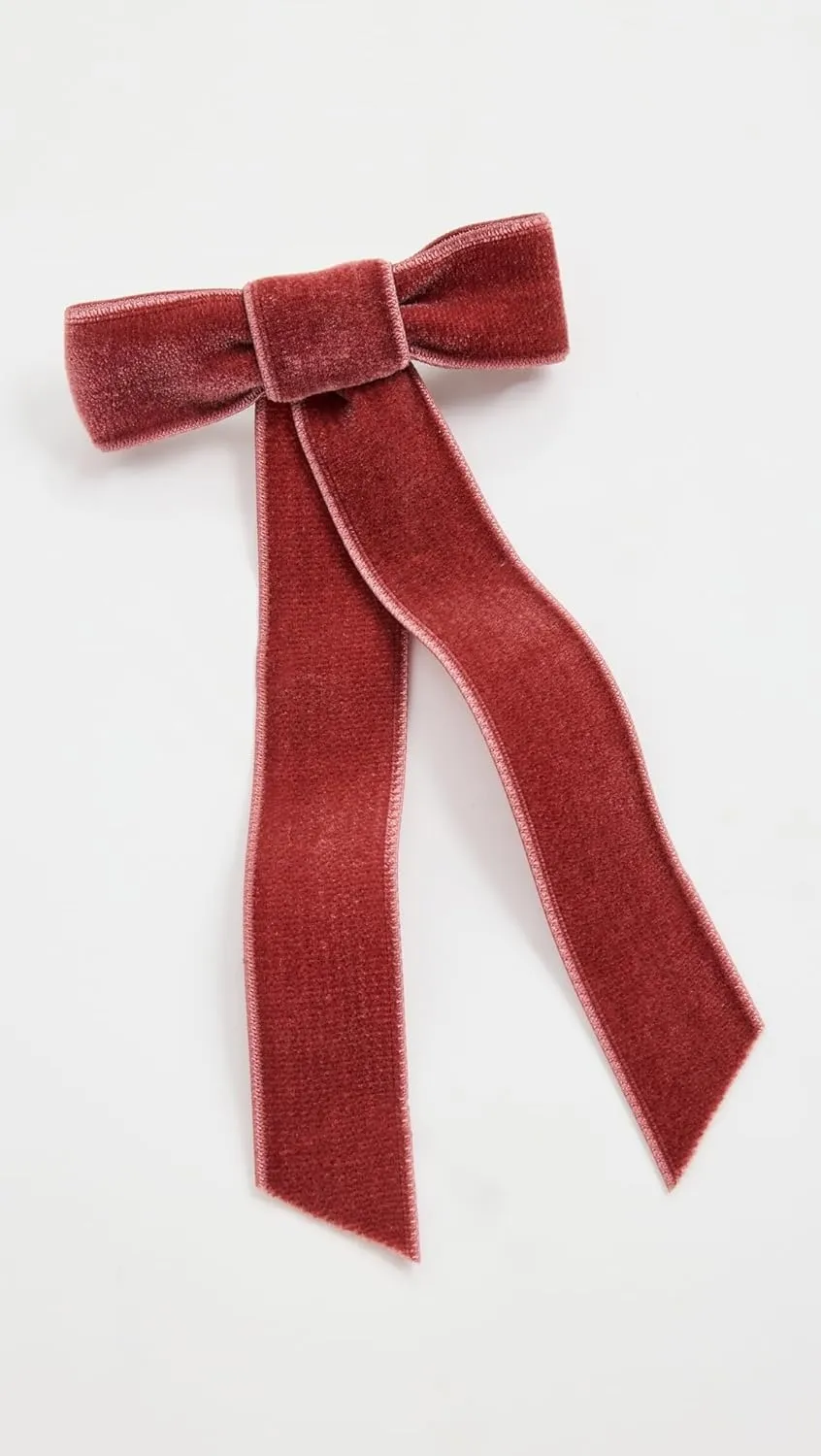 Jennifer Behr Women's Velvet Bow Barrette, Blush, Pink, Red, One Size