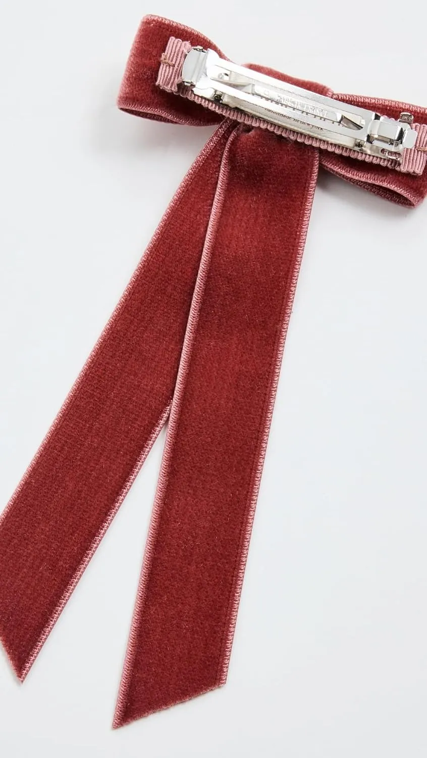 Jennifer Behr Women's Velvet Bow Barrette, Blush, Pink, Red, One Size