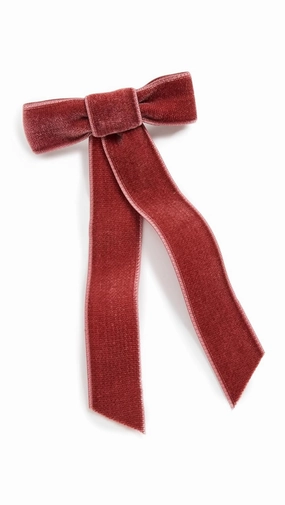 Jennifer Behr Women's Velvet Bow Barrette, Blush, Pink, One Size