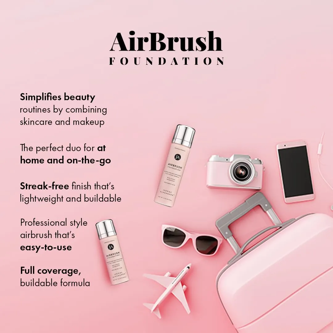 Jerome Alexander MagicMinerals AirBrush Foundation, Spray Makeup with Skincare Active Ingredients, Ultra-Light, Buildable, Full Coverage Formula (Bright Medium)