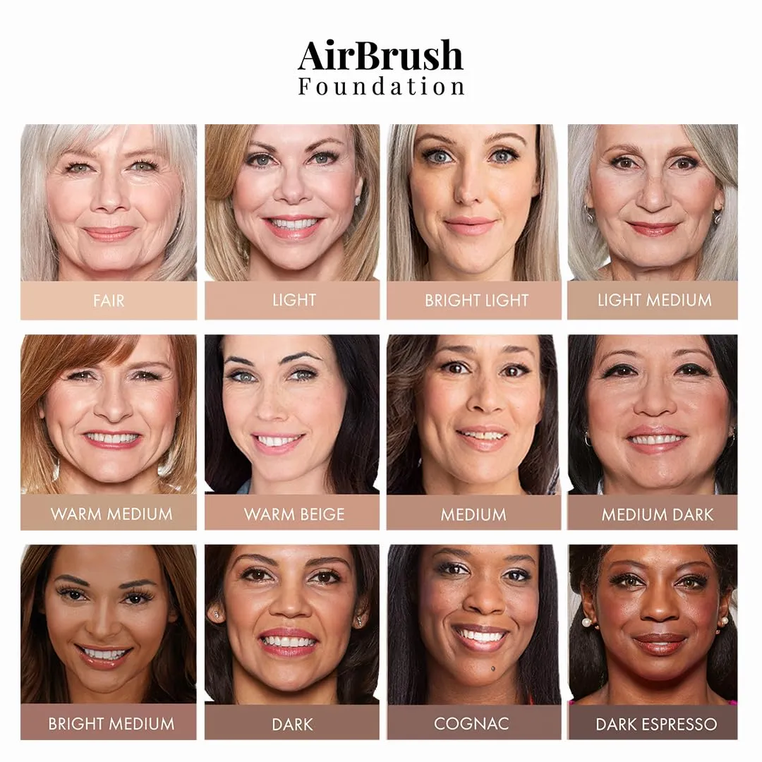 Jerome Alexander MagicMinerals AirBrush Foundation, Spray Makeup with Skincare Active Ingredients, Ultra-Light, Buildable, Full Coverage Formula (Bright Medium)