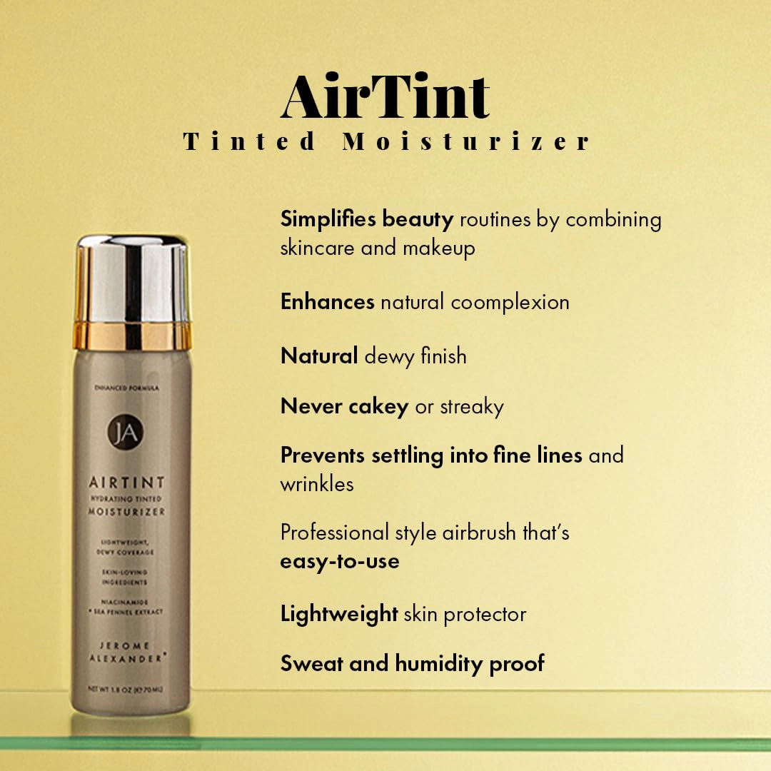 Jerome Alexander MagicMinerals AirTint Tinted Moisturizer AirBrush Spray Light | Tinted Moisturizer Spray with Anti-Aging Ingredients | Bright Medium |2PC