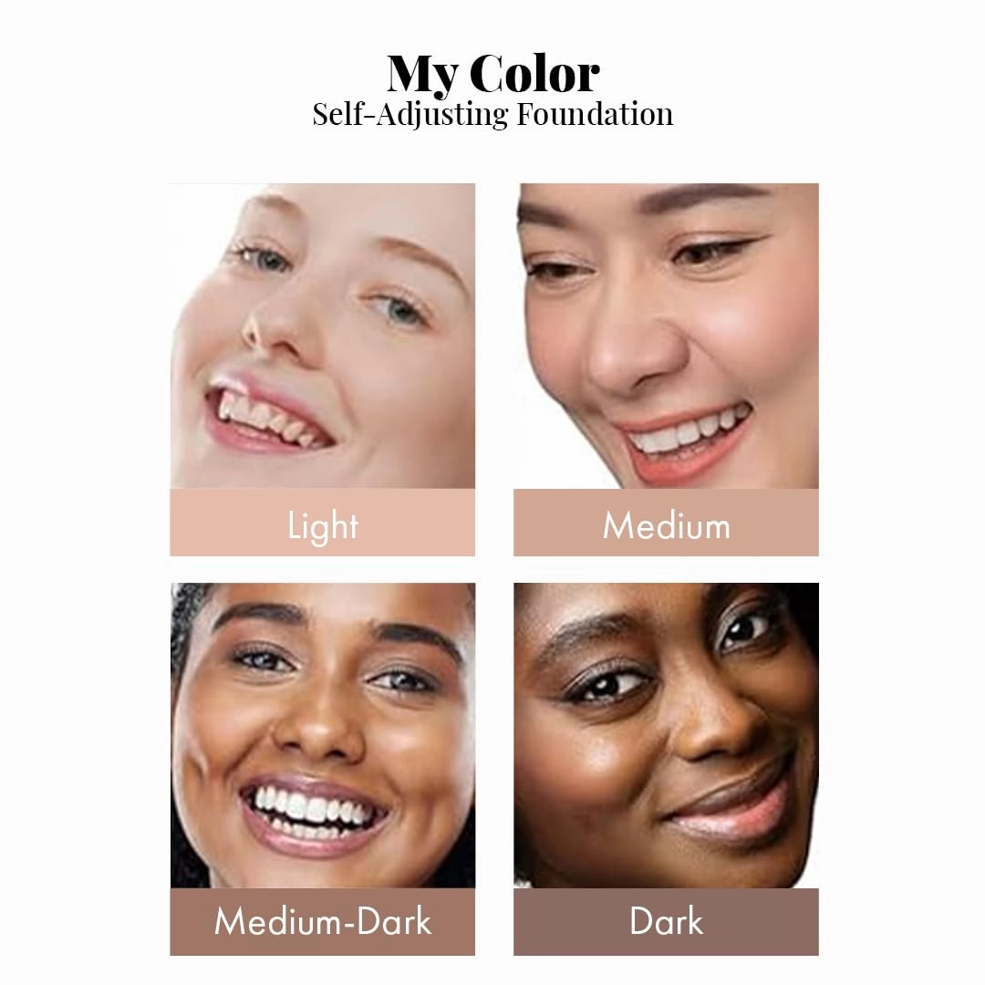 Jerome Alexander My Color 3PC Self Adjusting Full Coverage Foundation Makeup with Kabuki Brush and AirFinish Setting Spray (Medium)