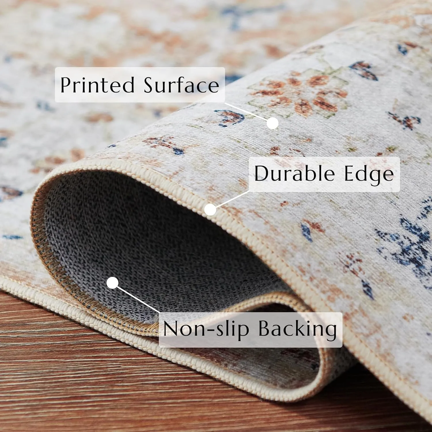 jinchan Runner Rug 2x6 - Hallway Rug Kitchen Washable Runner Vintage Floral Boho Lightweight Thin Non-Slip Retro Distressed Carpet for Entryway Bathroom Bedroom Laundry Room Pink Blush