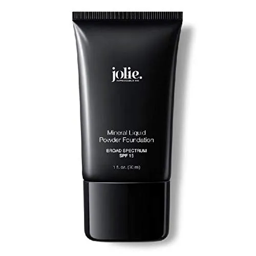 Jolie Liquid Powder Mineral Foundation, Super Silky Hydrating Oil-Free, Sunscreen & Primer-Vitamins A, C&E, For All Skin Types (Cream Beige)
