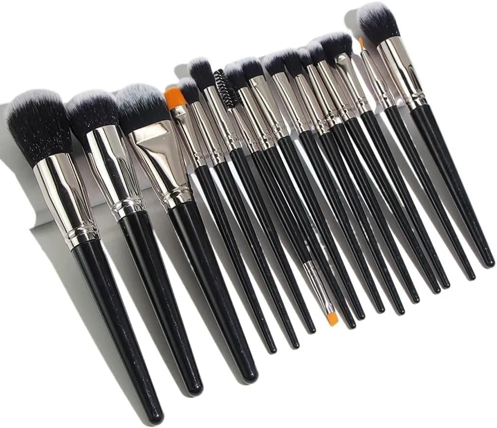 JSEIAJB 16 Pieces of Makeup Brush Set Foundation Make-up Eye Brush Black Full Set of Makeup Brush Beauty Tools
