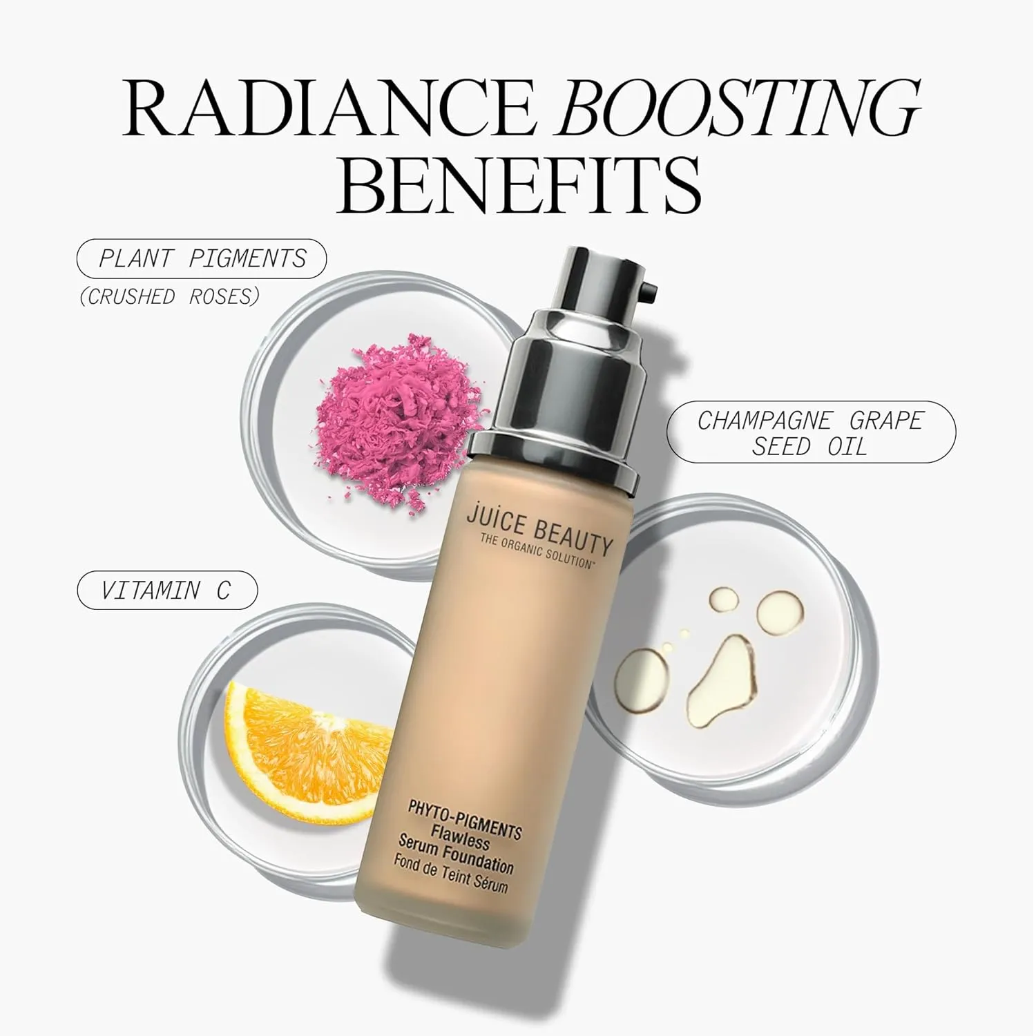 Juice Beauty Phyto-Pigments Flawless Serum Foundation - 29 Deep - 30 mL - Medium-to-Full, Long-Lasting Coverage - Reduces Look of Wrinkles   Pores - Vegan, Cruelty Free