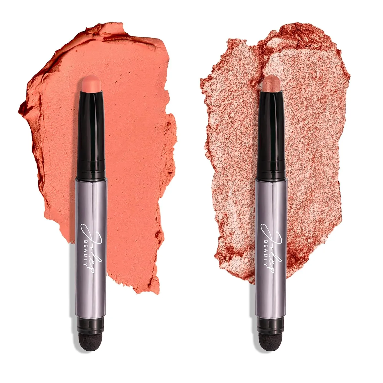 Julep Eyeshadow 101 Crème-to-Powder Waterproof Eyeshadow Stick Duo – Long-Lasting, Crease-Proof, Easy Apply with Built-in Smudger - Papaya Matte & Tigers Eye Shimmer