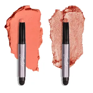 Julep Eyeshadow 101 Crème-to-Powder Waterproof Eyeshadow Stick Duo – Long-Lasting, Crease-Proof, Easy Apply with Built-in Smudger - Papaya Matte & Tigers Eye Shimmer