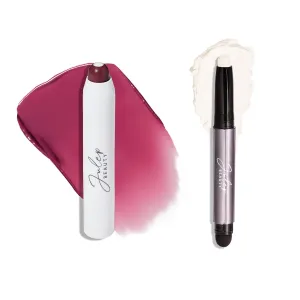 Julep Eyeshadow 101 Crème to Powder Waterproof Eyeshadow Stick, Snowfall Matte & It's Balm Lip Balm Crayon, Full-Coverage Lipstick & Lip Moisturizer with Semi Gloss Finish, Vamped Up