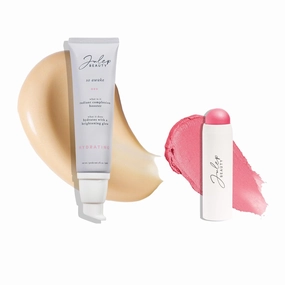 Julep Radiant Glow Duo: So Awake Snail Mucin Complexion Booster Moisturizer   Face Primer & Skip The Brush Cream-to-Powder Blush Stick in Peony Pink Makeup & Skincare Set