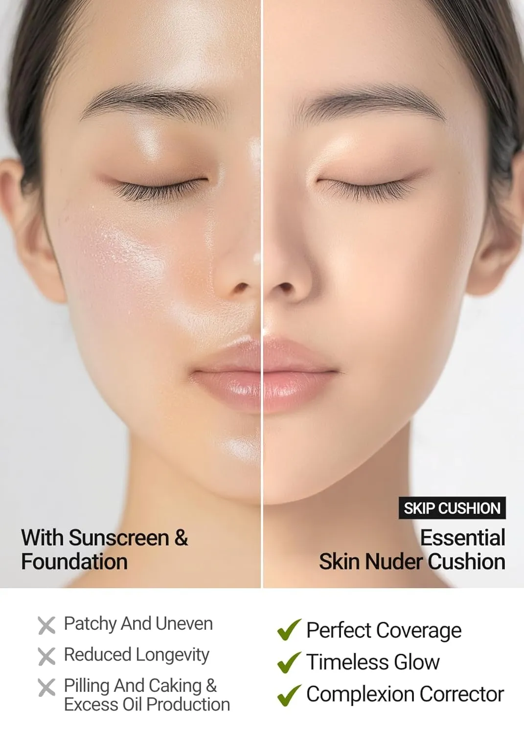 [JUNGSAEMMOOL OFFICIAL] Essential Skin Nuder Cushion (Fair Light) | Refill not Included | Natural Finish | Buildable Coverage | Makeup Artist Brand | Cream Foundation