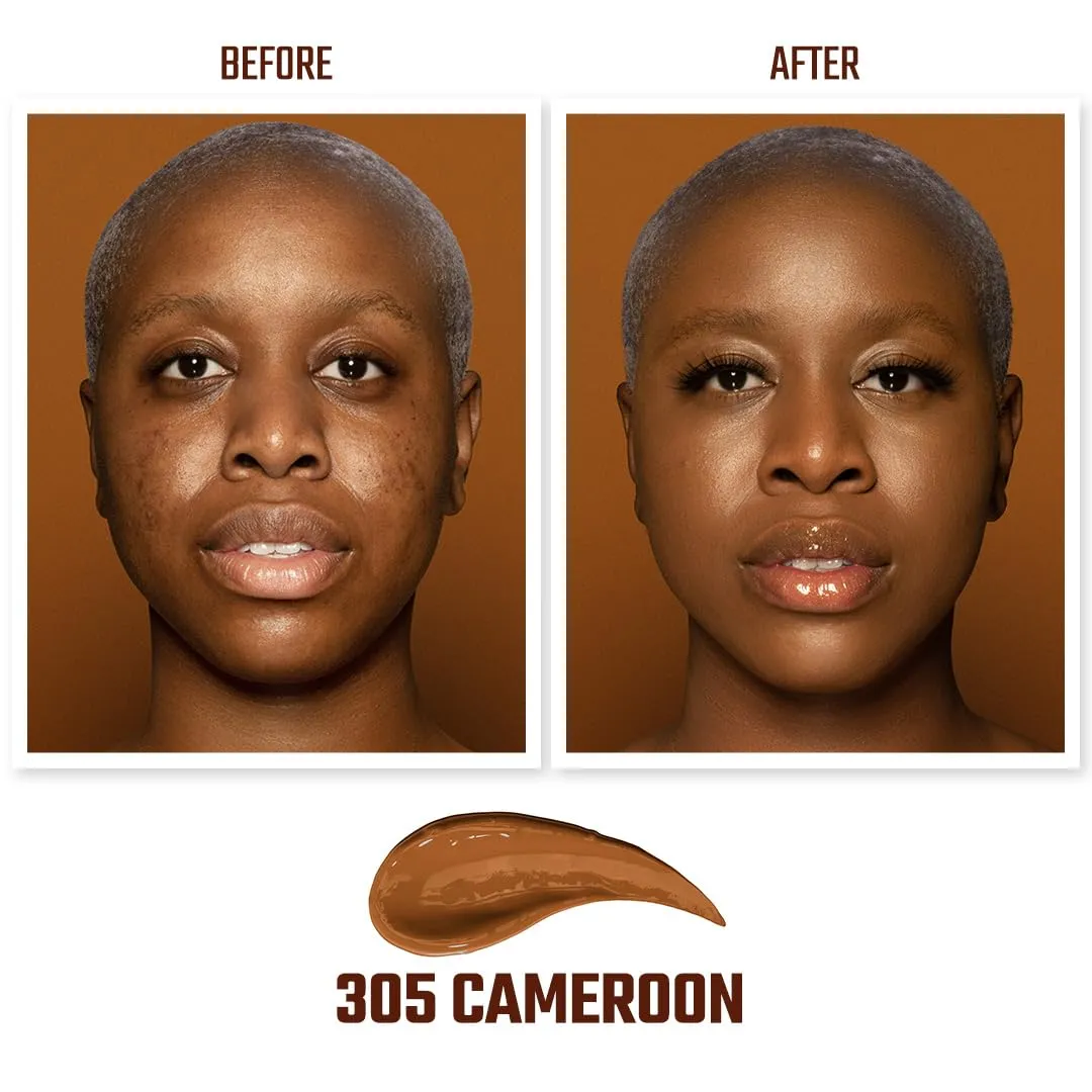 Juvia's Place I Am Magic Natural Radiance Foundation - 305Cameroon - Full Coverage Liquid Foundation Makeup for Dry, Mature, Aging, and Combination Skin - Lightweight Longwear Base with Radiant Finish