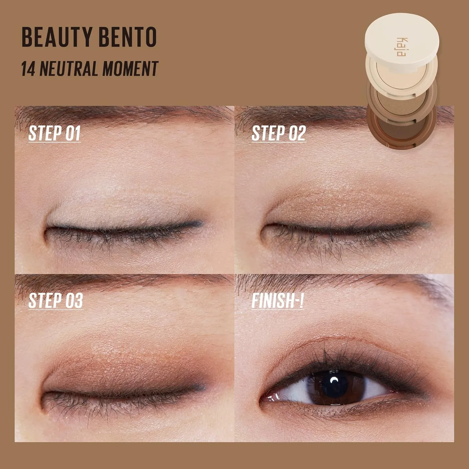 Kaja Beauty Bento Collection - Bouncy Eyeshadow Trio | Neutral Earthy Tones, Travel Size, 14 Neutral Moment, 2019 Allure Best of Beauty Award, 0.03 Oz