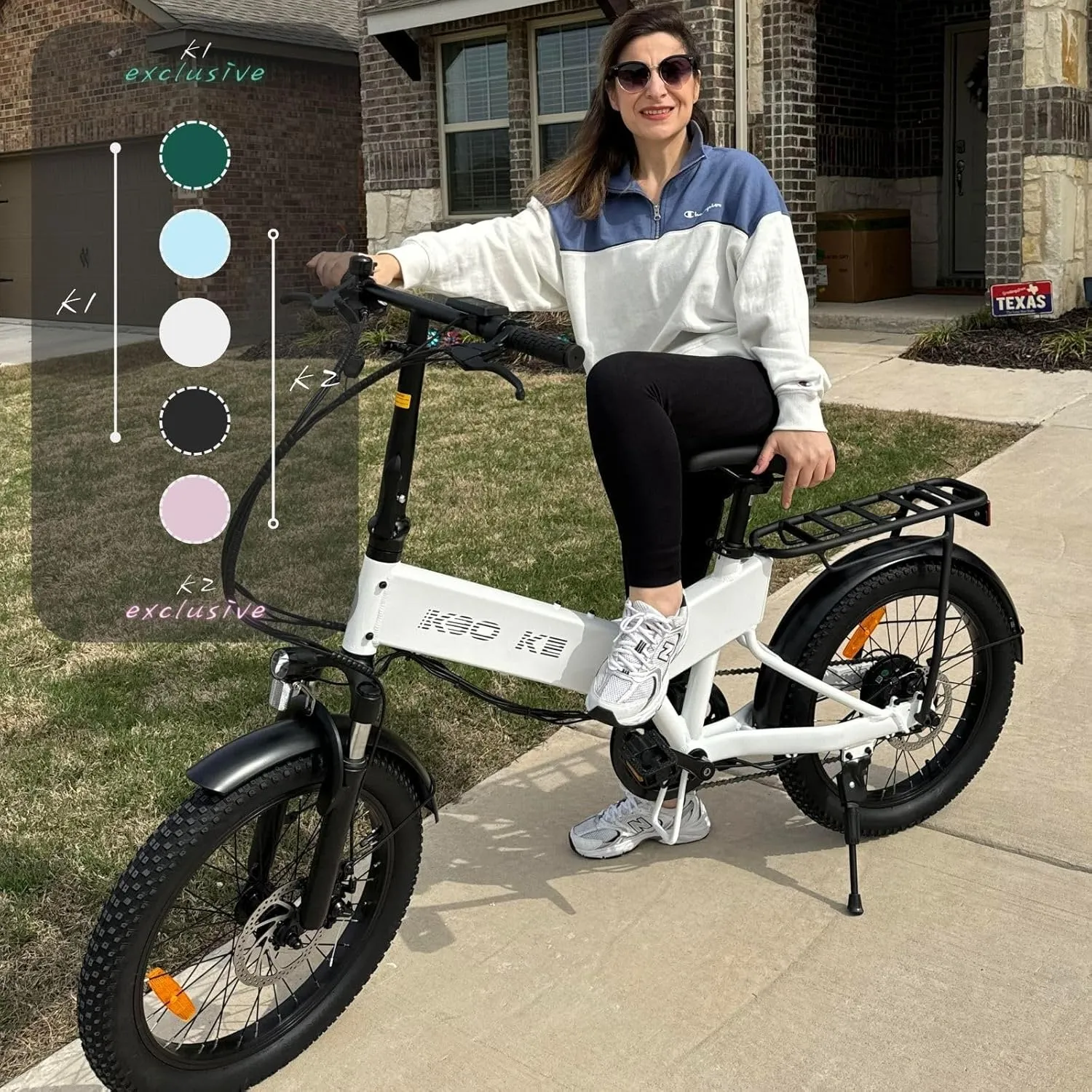 KBO K Series K1 K2 Folding Electric Bike 500W, 5 Colors K Series E Bike, Up to 45 Miles Range Electric Bike for Adults, 48V 10.4AH, 20Mph, 280lbs Payload, UL2849 Certificated Foldable Ebike