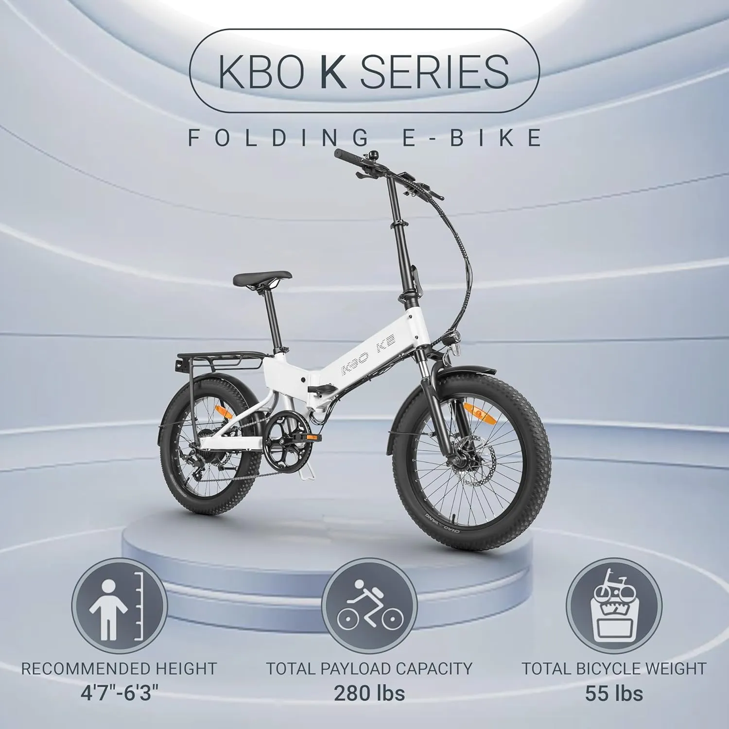 KBO K Series K1 K2 Folding Electric Bike 500W, 5 Colors K Series E Bike, Up to 45 Miles Range Electric Bike for Adults, 48V 10.4AH, 20Mph, 280lbs Payload, UL2849 Certificated Foldable Ebike