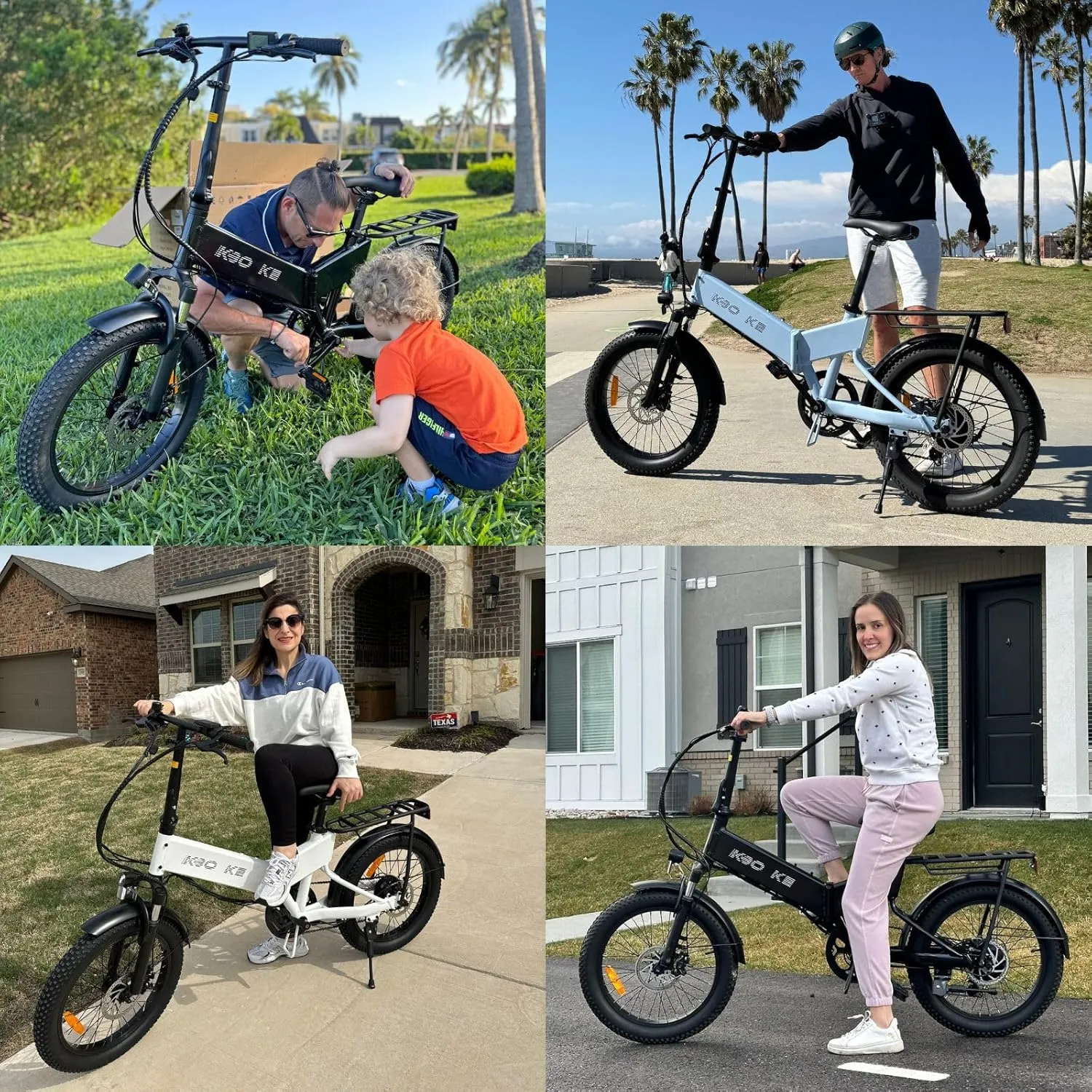 KBO K Series K1 K2 Folding Electric Bike 500W, 5 Colors K Series E Bike, Up to 45 Miles Range Electric Bike for Adults, 48V 10.4AH, 20Mph, 280lbs Payload, UL2849 Certificated Foldable Ebike
