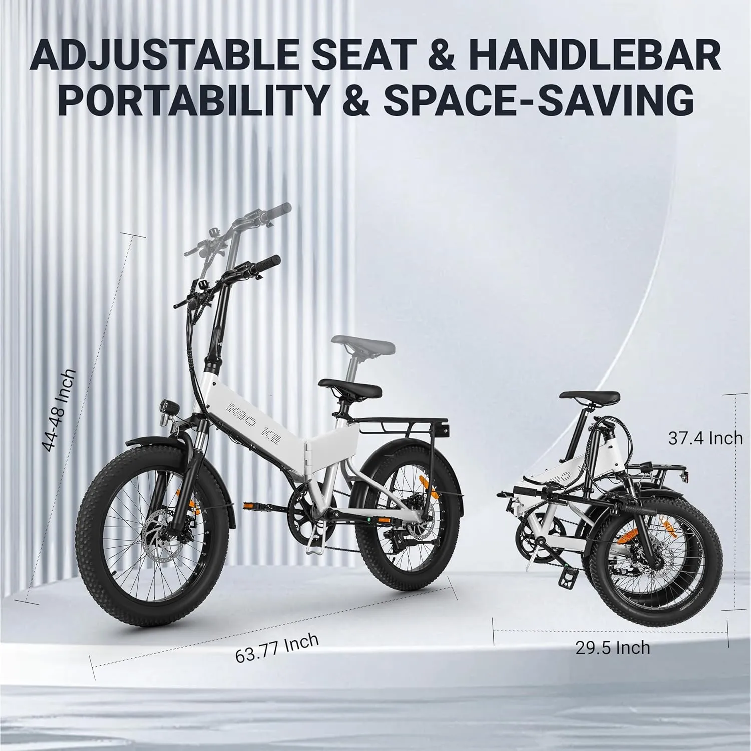 KBO K Series K1 K2 Folding Electric Bike 500W, 5 Colors K Series E Bike, Up to 45 Miles Range Electric Bike for Adults, 48V 10.4AH, 20Mph, 280lbs Payload, UL2849 Certificated Foldable Ebike