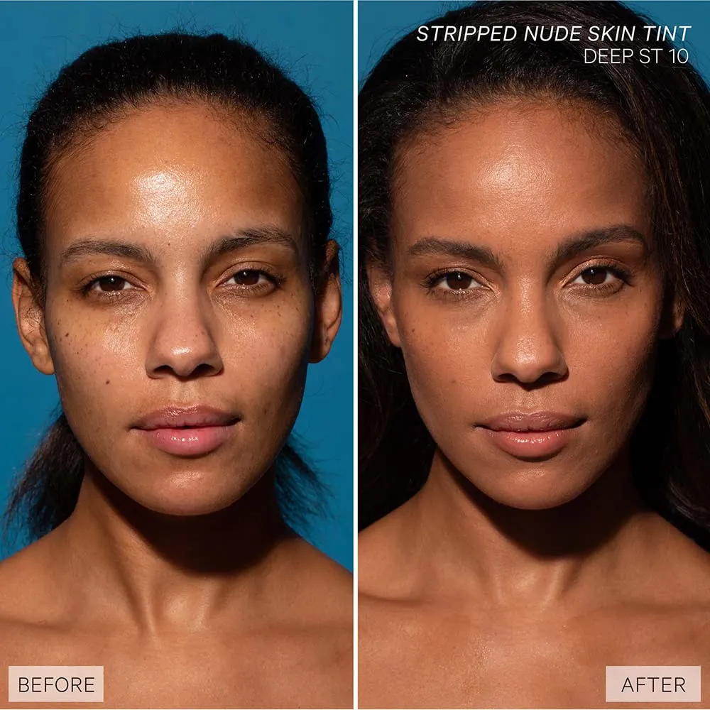 Kevyn Aucoin Stripped Nude Skin Tint: Tinted makeup foundation with blue light protection. Sheer to light coverage. Blurs imperfections for a natural even finish. Comfortable wear.