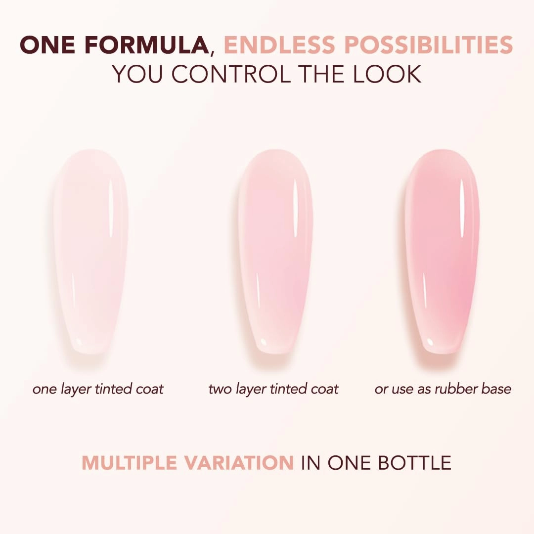 KIARA SKY Tinted Rubber Top Coat 0.5 oz | 2-in-1 Rubber Base & Top Coat - No Wipe Finish | Rose Petal Blush