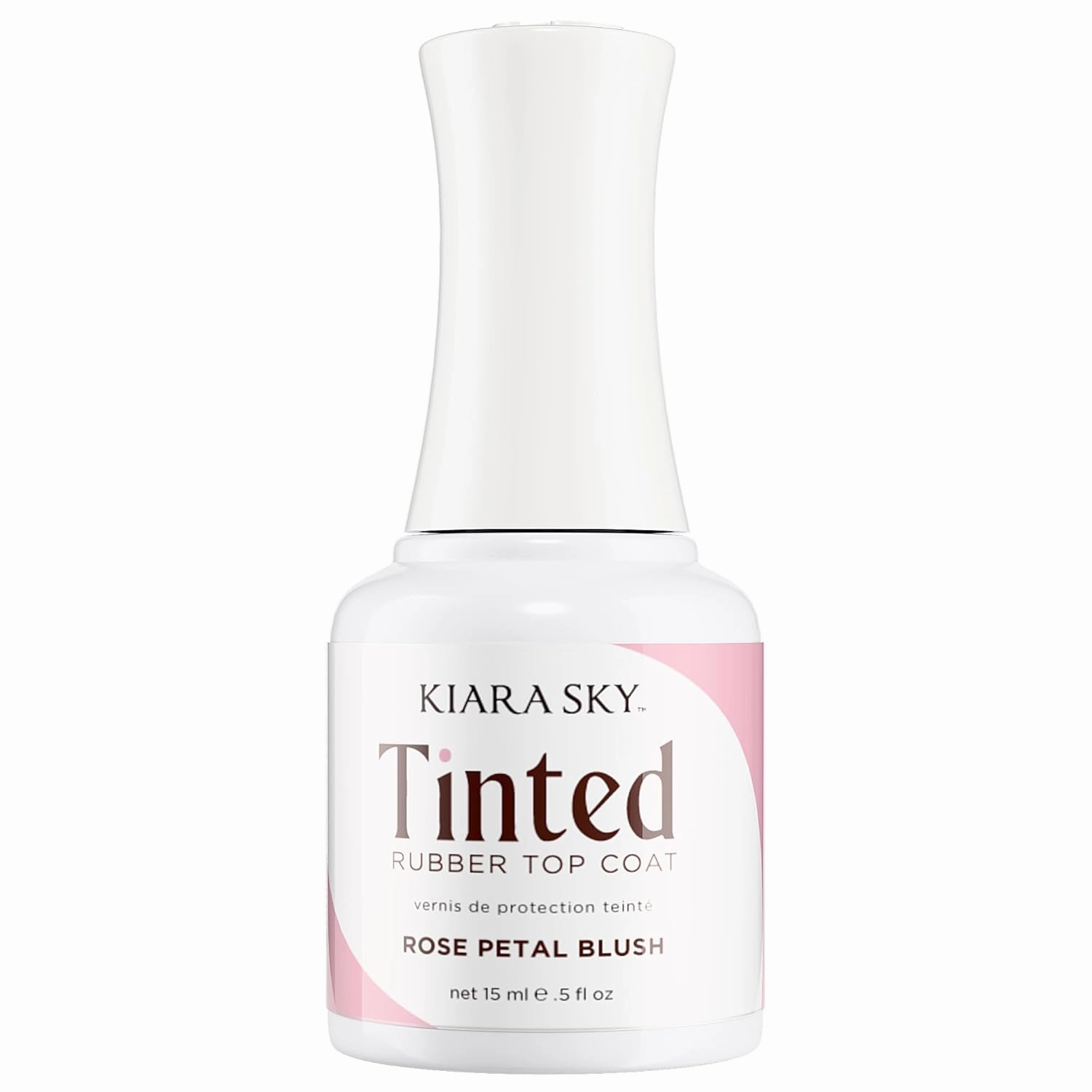 KIARA SKY Tinted Rubber Top Coat 0.5 oz | 2-in-1 Rubber Base & Top Coat - No Wipe Finish | Rose Petal Blush