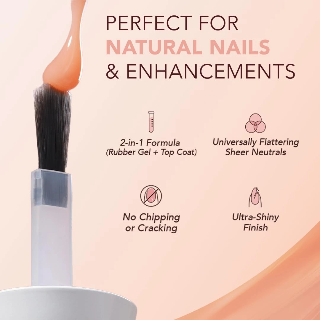 KIARA SKY Tinted Rubber Top Coat 0.5 oz | 2-in-1 Rubber Base & Top Coat - No Wipe Finish | Rose Petal Blush