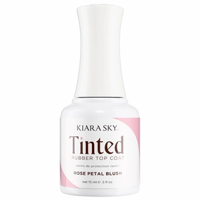 KIARA SKY Tinted Rubber Top Coat 0.5 oz | 2-in-1 Rubber Base & Top Coat - No Wipe Finish | Rose Petal Blush