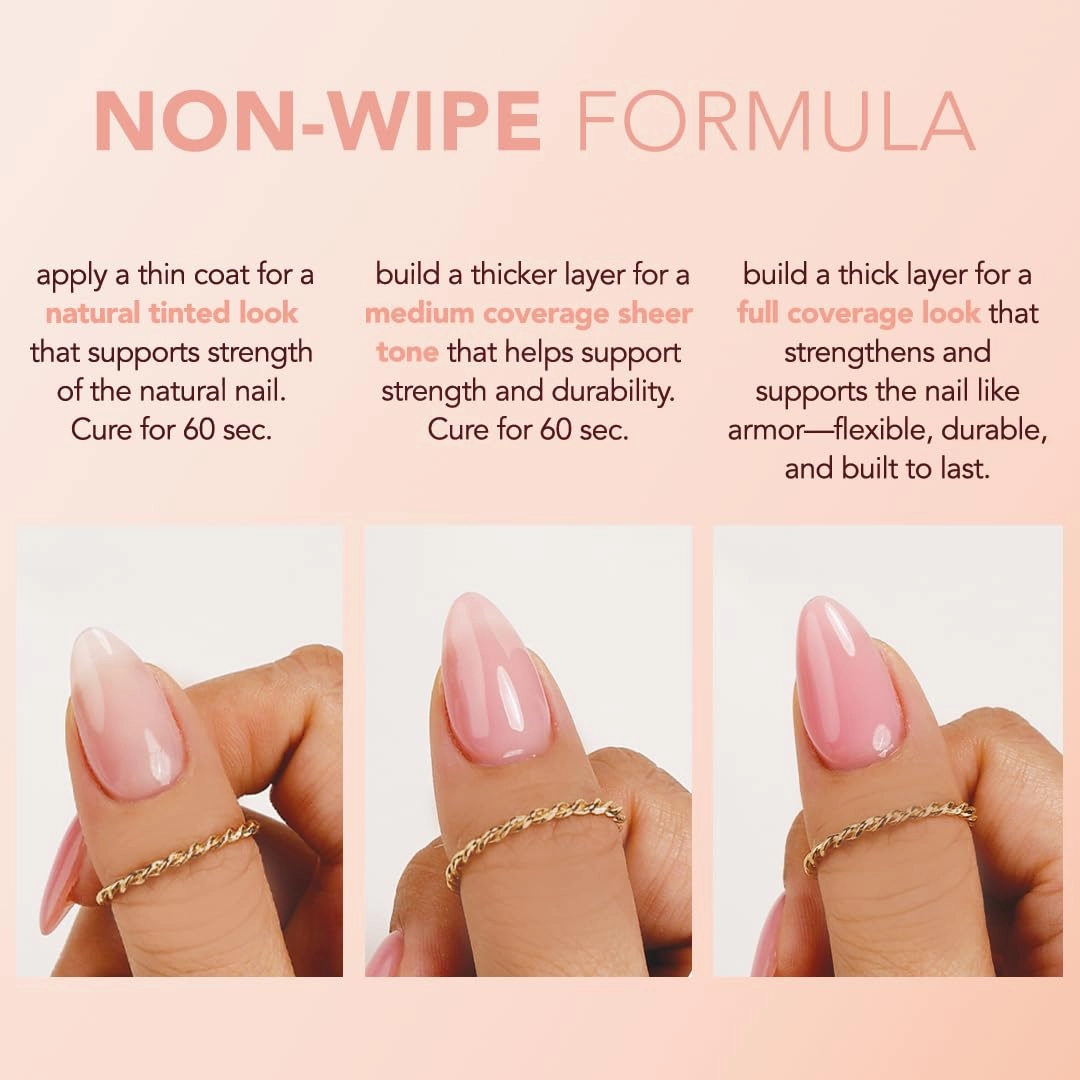 KIARA SKY Tinted Rubber Top Coat 0.5 oz | 2-in-1 Rubber Base & Top Coat - No Wipe Finish | Rose Petal Blush