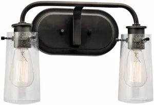 KICHLER Braelyn 14.75" 2 Light Vanity Light with Clear Seeded Glass Olde Bronze®