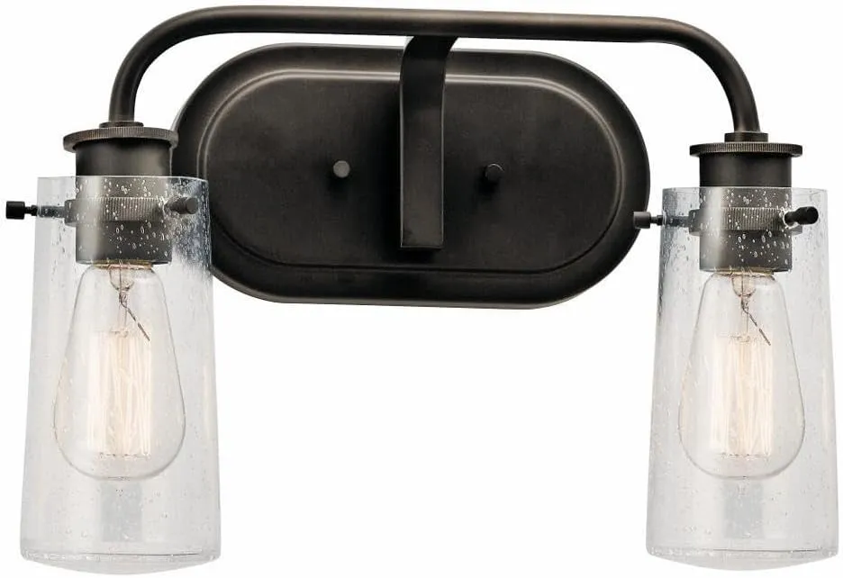 KICHLER Braelyn 14.75" 2 Light Vanity Light with Clear Seeded Glass Olde Bronze®