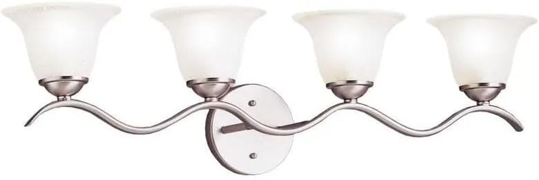 Kichler Dover 30.5" 4 Light Vanity Light with Etched Seeded Glass in Brushed Nickel