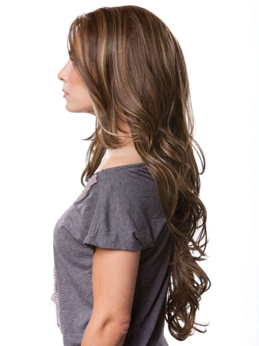 Kim Blush Wig Color Pink Taffy - Sepia Wigs 26" Long Wavy Lace Front 100% Futura Heat Friendly Synthetic Hair Vibrant Costume Realistic Hairline Layered Bundle MaxWigs Hairloss Booklet