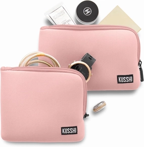 KUSSHI 2pc Neoprene On-The-Go Pouch Set (Blush Pink)