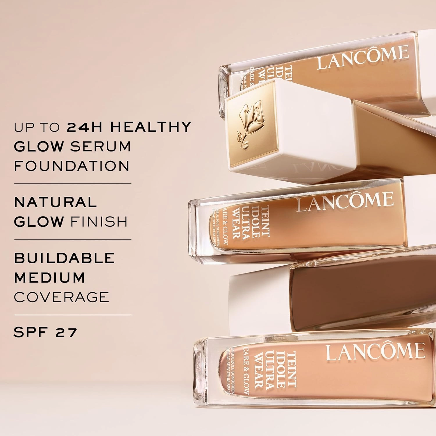 Lancôme Teint Idôle Ultra Wear Care & Glow Foundation for Up to 24H Healthy Glow - SPF27 - Medium Buildable Coverage & Natural Glow Finish