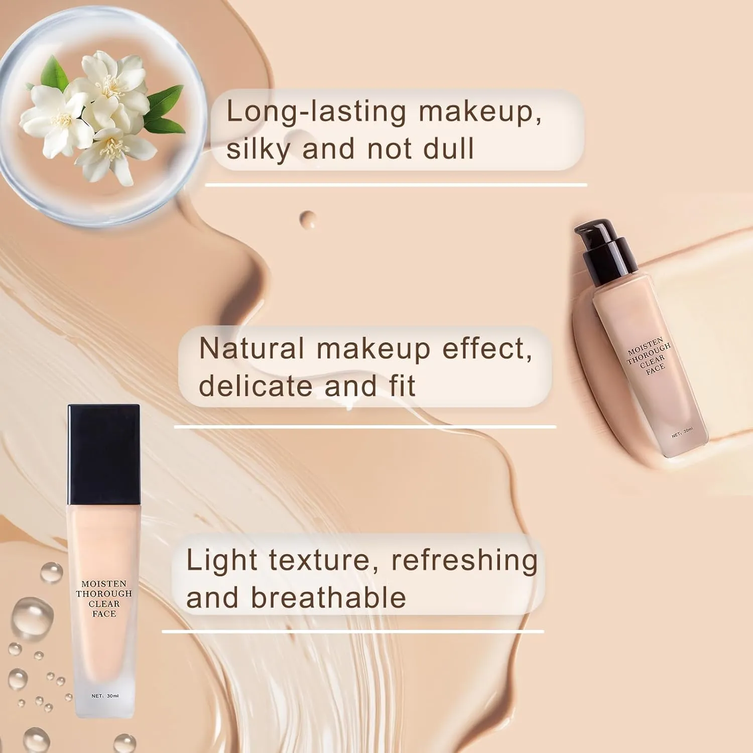Lanerna Luxury Foundation,Full Coverage Foundation Formulated For Women Over 40,Soft Matte Moisturizing, Long-lasting Natural Matte Finish,Comes with 1 Beauty Puffs (P21#Ivory, 30ml)