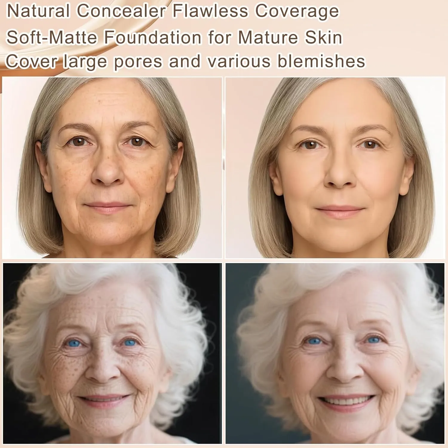 Lanerna Luxury Foundation,Full Coverage Foundation Formulated For Women Over 40,Soft Matte Moisturizing, Long-lasting Natural Matte Finish,Comes with 1 Beauty Puffs (P21#Ivory, 30ml)