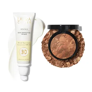 LAURA GELLER Brighten-n-Protect Foundation and SPF Makeup Primer Set: Balance-n-Brighten Deep and Spackle SPF 30 Primer