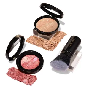 LAURA GELLER NEW YORK 40  Club Blush-n-Balance 3pc Kit: Baked Balance-N-Brighten Color Correcting Foundation, Light   Retractable Kabuki Brush   Baked Blush-N-Brighten, Tropic Hues