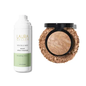 LAURA GELLER NEW YORK Baked Balance-n-Brighten Powder Foundation, Medium   Spackle Mist Boost with Cooling Aloe