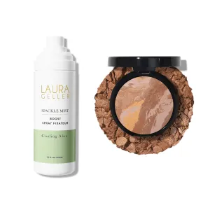 LAURA GELLER NEW YORK Baked Balance-n-Brighten Powder Foundation, Tan   Spackle Mist Boost with Cooling Aloe
