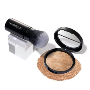 LAURA GELLER NEW YORK Baked Balance-N-Glow Illuminating Color Correcting Foundation - Light - Retractable Airbrush Kabuki Brush (2 PC)