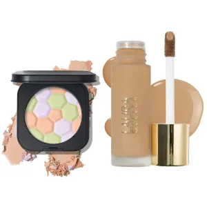 LAURA GELLER NEW YORK Double Take Liquid Foundation, Sand and Filter Finish Radiant Setting Powder